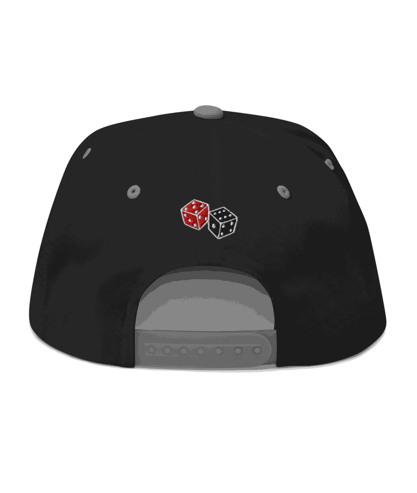 
                  
                    Back image of the Big Iron Black snapback hat with embroidered crossed pistols and dice graphic on front panel; bold, rebellious design from Asphalt Anarchist Clothing Co. AI-generated image used for visual representation.
                  
                