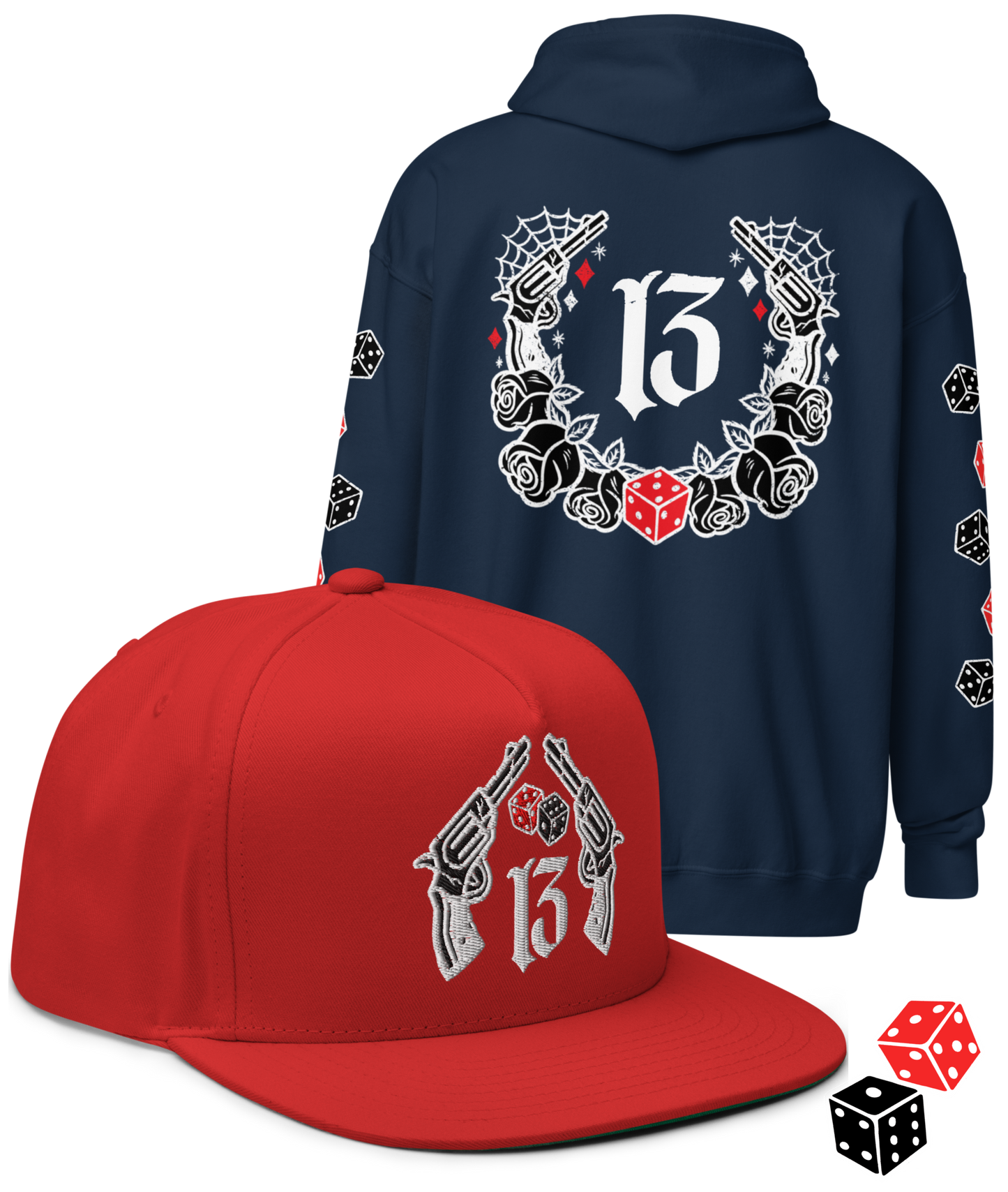 
                  
                    BIG IRON Bundle. Pistols & Dice Design. Black Heavy Zipper Hoodie & Black & Gray Embroidered Snapback Hat from Asphalt Anarchist Clothing Co. OLD SKOOL HOT ROD CLOTHING 
                  
                