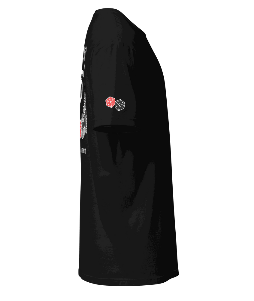 
                  
                    Right Side View of the 🖤 “Big Iron” Tee by Asphalt Anarchist Clothing Co.—a raw, rebellious design steeped in old skool rat rod grit. This black tee features cobwebs, a stylized number 13, tumblin' dice, crossed pistols, and classic roses—blended with gritty edge and vintage outlaw spirit. A true tribute to garage lore, lucky streaks, and hot metal attitude.
This image was AI-generated to visually represent the product described.

                  
                