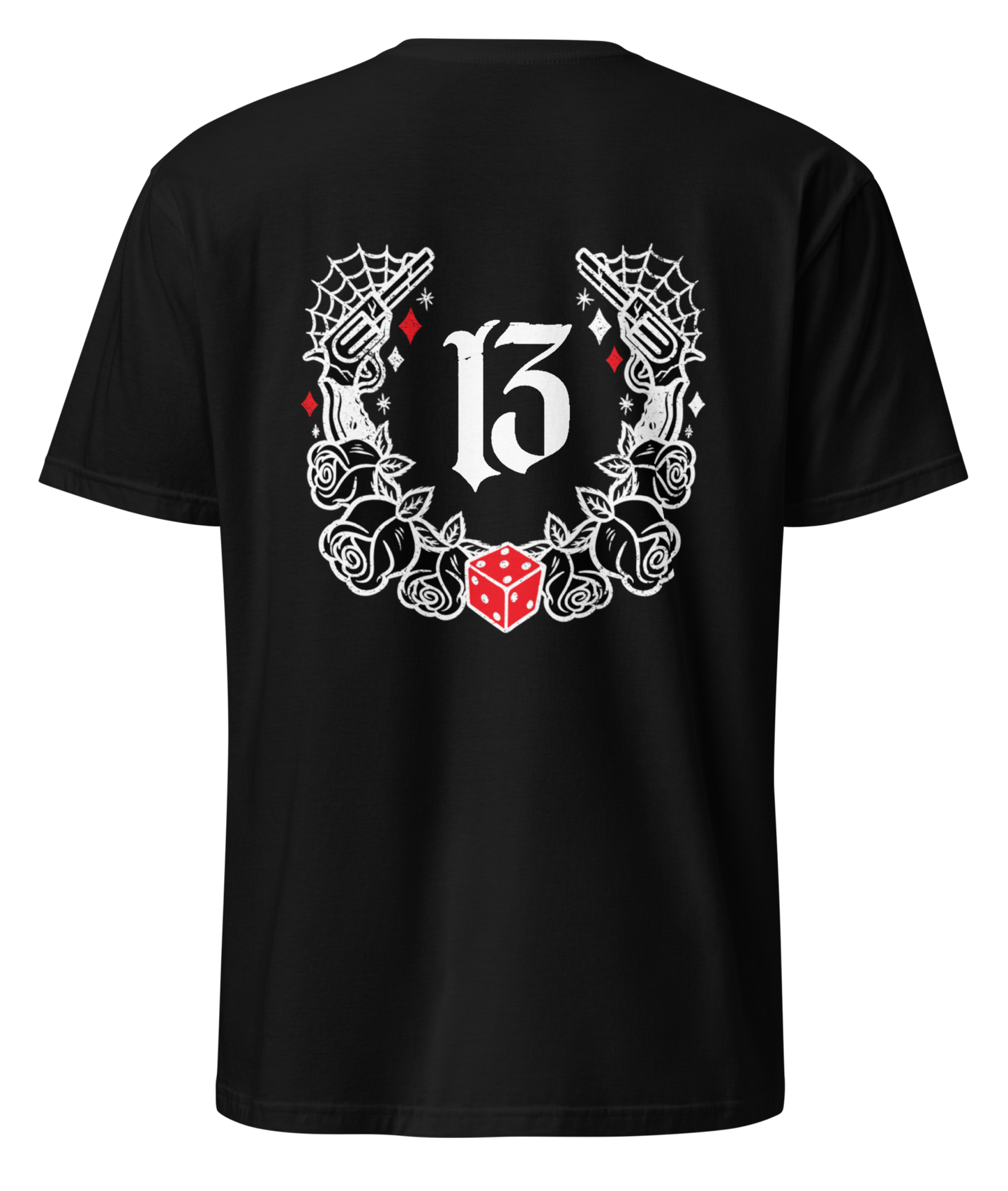 Back View of the  “Big Iron” Tee in black by Asphalt Anarchist Clothing Co.—a raw, rebellious design steeped in old skool rat rod grit. This tee features cobwebs, a stylized number 13, tumblin' dice, crossed pistols, and classic roses—blended with gritty edge and vintage outlaw spirit. A true tribute to garage lore, lucky streaks, and hot metal attitude.
AI Generated Image

