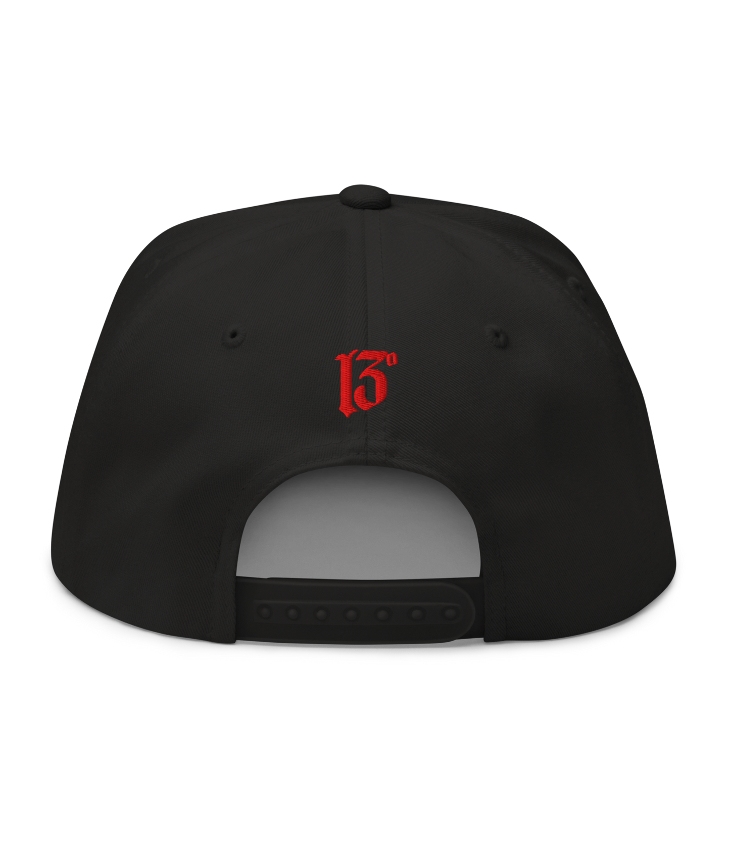 
                  
                    Back view of the Lucky Fucker Embroidered Snapback by Asphalt Anarchist—black 5-panel cap with “Lucky Fucker” stitched in sailor tattoo font, embroidered 13 on the back, and side logo detail. AI Generated Image.
                  
                