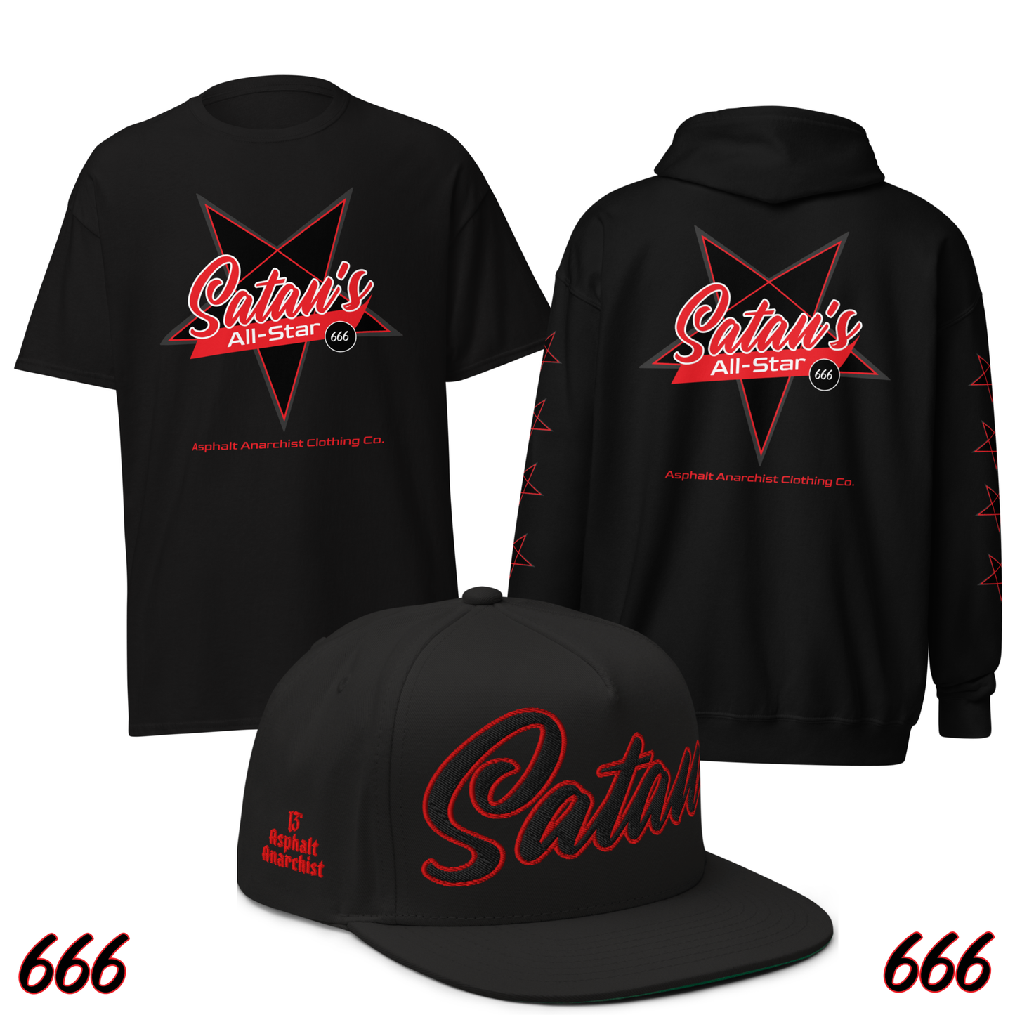 Satan's All Star Collection from Asphalt Anarchist Clothing Co. OLD SKOOL HOT ROD CLOTHING & PRODUCTS
