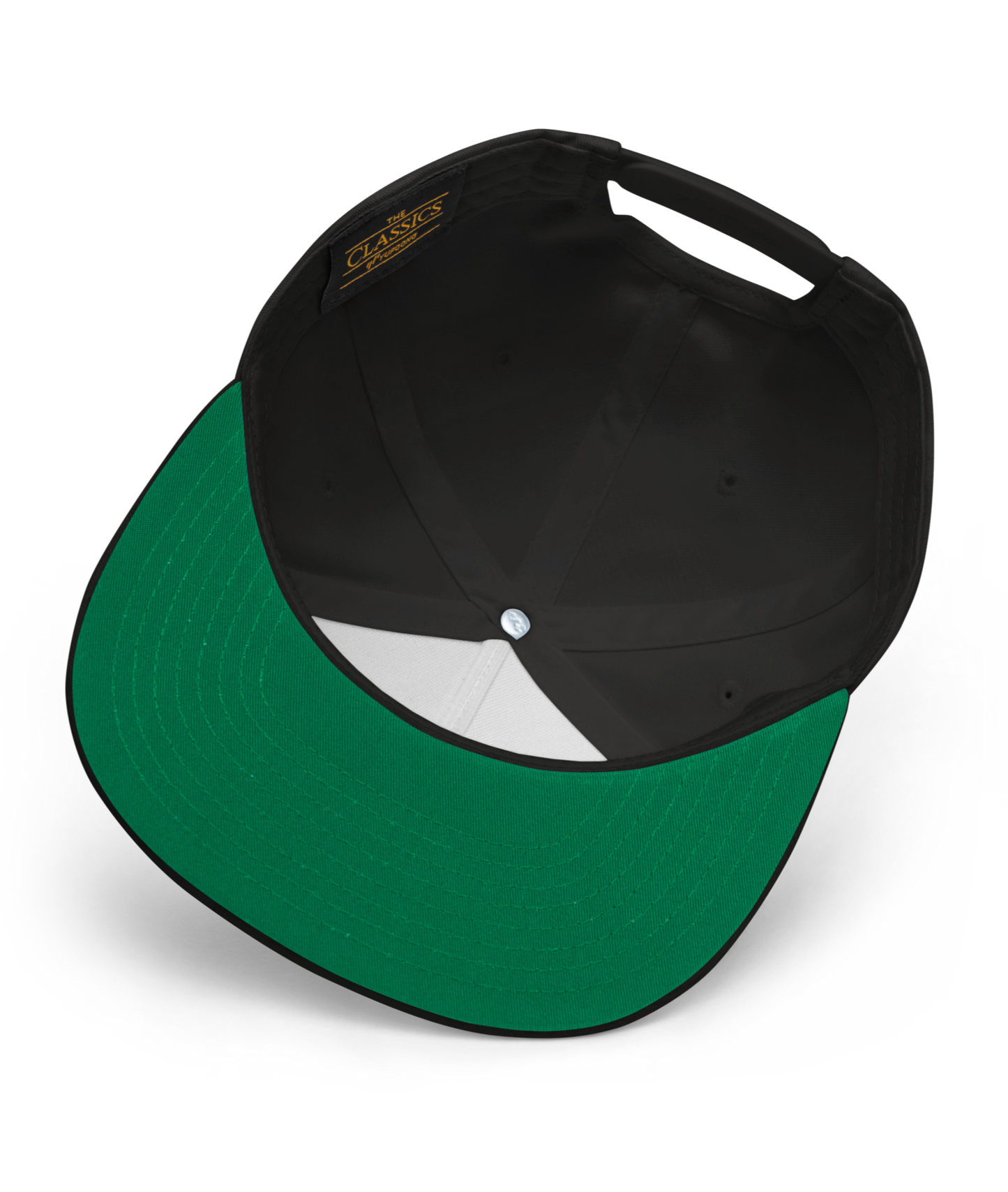 
                  
                    Bottom View. Black Street Demon Snapback Hat from Asphalt Anarchist Clothing Co. featuring a bold embroidered Iron Cross emblem centered on the front panel; flat brim and structured fit reflect rebellious streetwear style.
This image was AI-generated.
                  
                