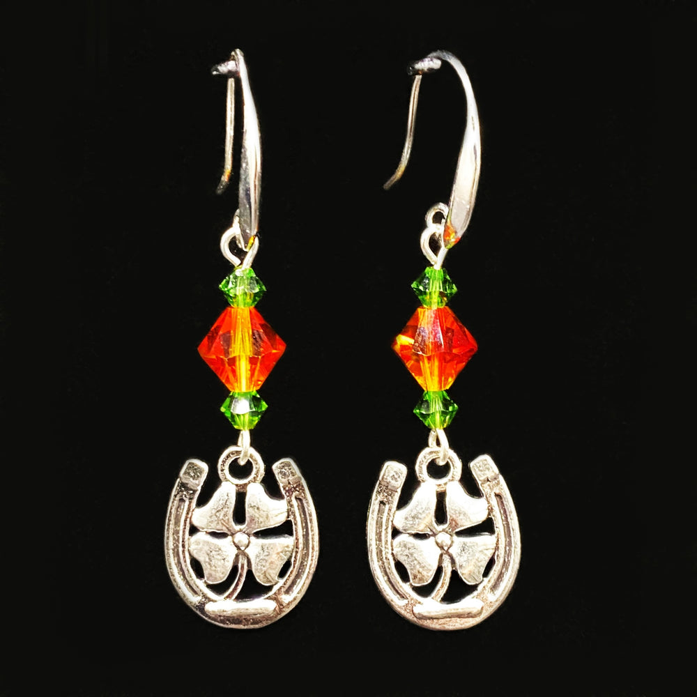 Lucky F*cker Horseshoe & Clover Charm Earrings from Neanie-Bot Handmade Jewelry Creations Treasures From a Robot Brain