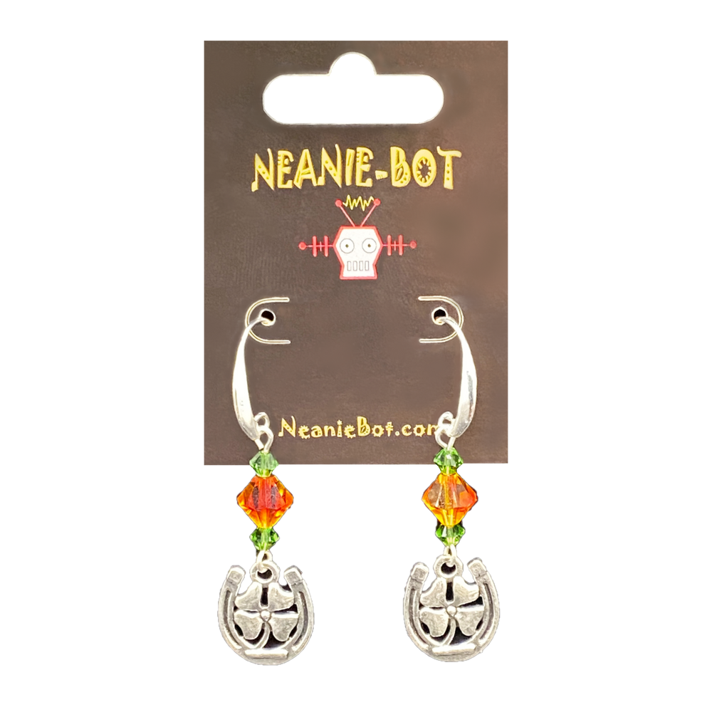 
                  
                    Lucky F*cker Horseshoe & Clover Charm Earrings from Neanie-Bot Handmade Jewelry Creations Treasures From a Robot Brain
                  
                