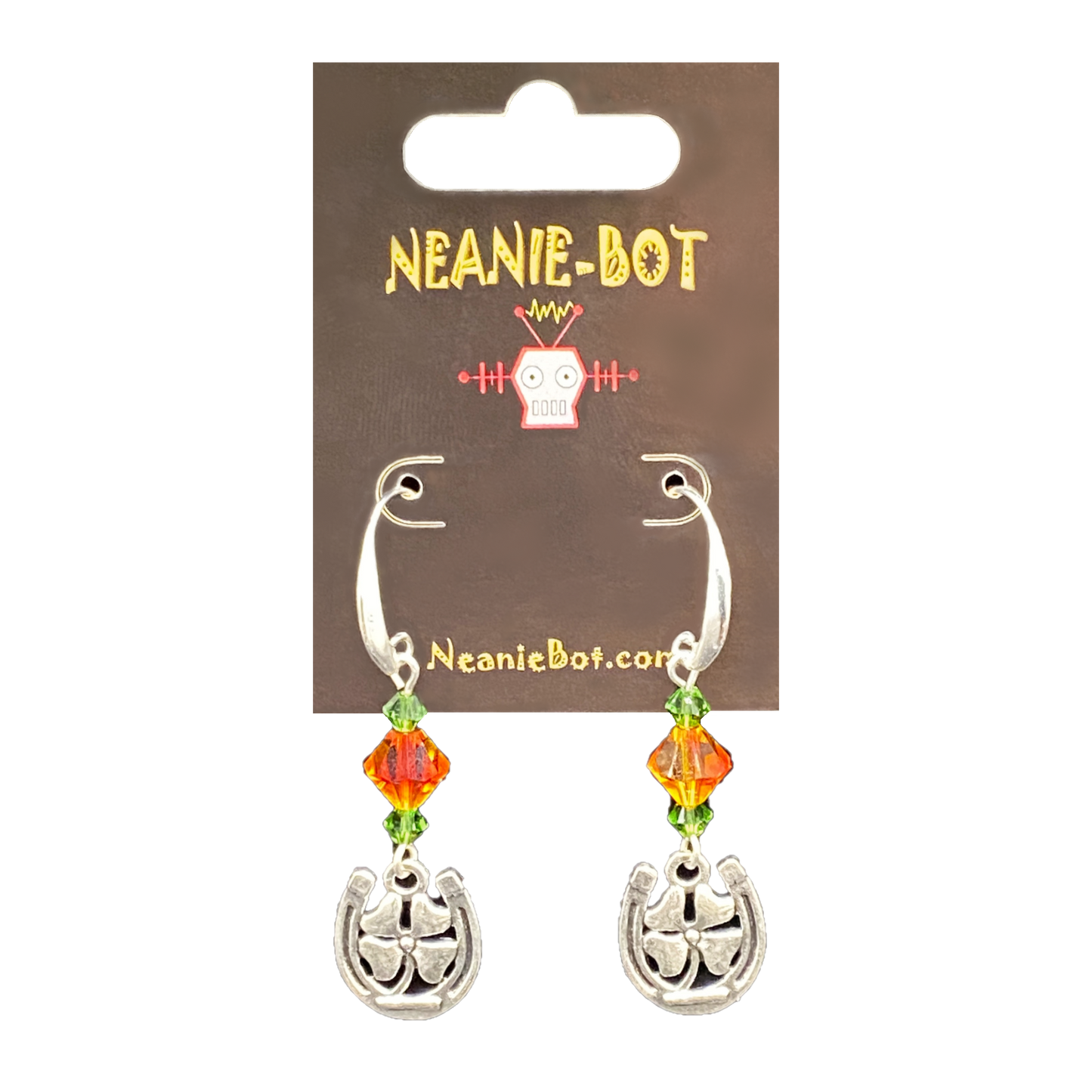 
                  
                    Lucky F*cker Horseshoe & Clover Charm Earrings from Neanie-Bot Handmade Jewelry Creations Treasures From a Robot Brain
                  
                